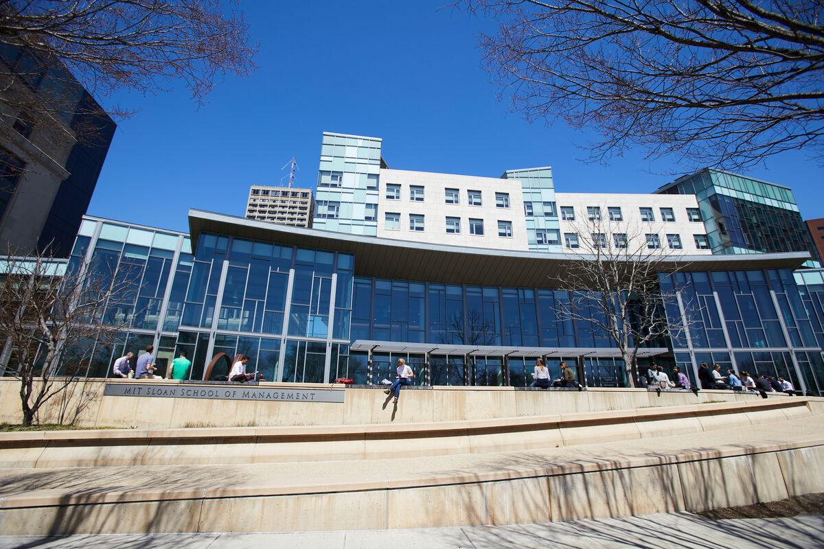 An exterior photo of the MIT Sloan School of Management campus building E62