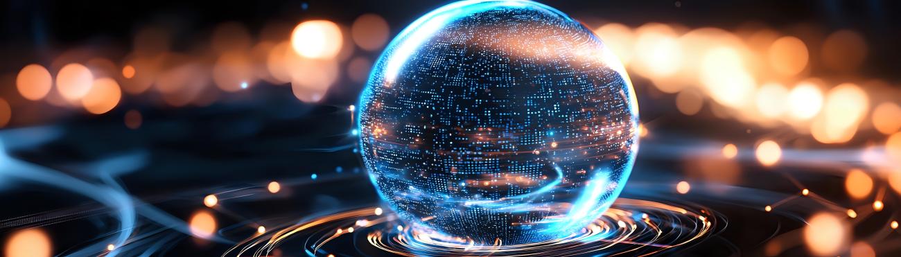 Image of a crystal ball fueled by AI